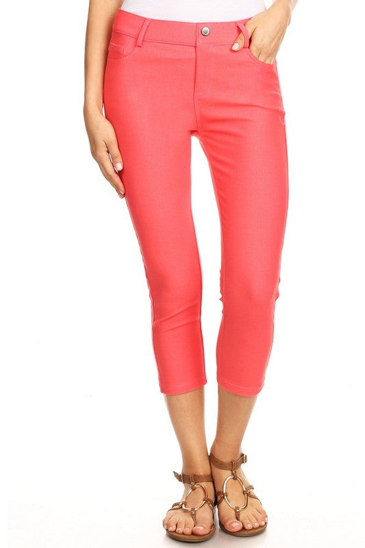 Women's Classic Solid Capri Jeggings