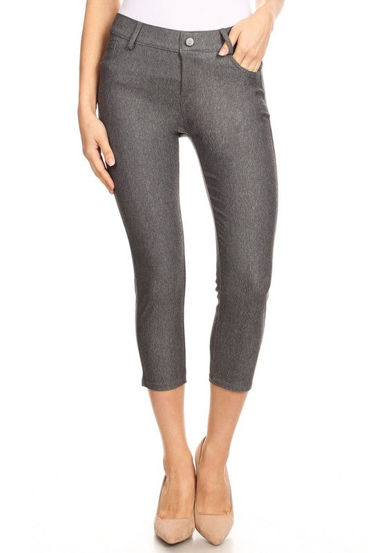 Women's Classic Solid Capri Jeggings