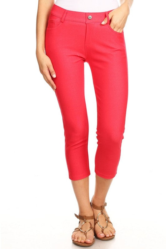 Women's Classic Solid Capri Jeggings