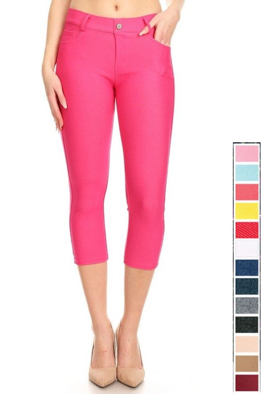 Women's Classic Solid Capri Jeggings