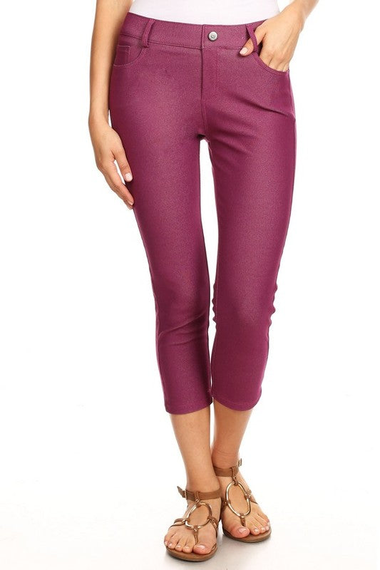 Women's Classic Solid Capri Jeggings