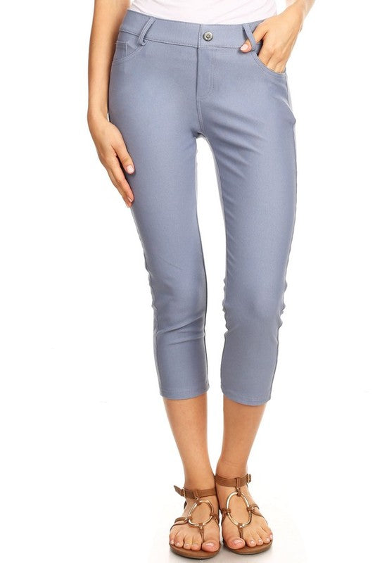 Women's Classic Solid Capri Jeggings