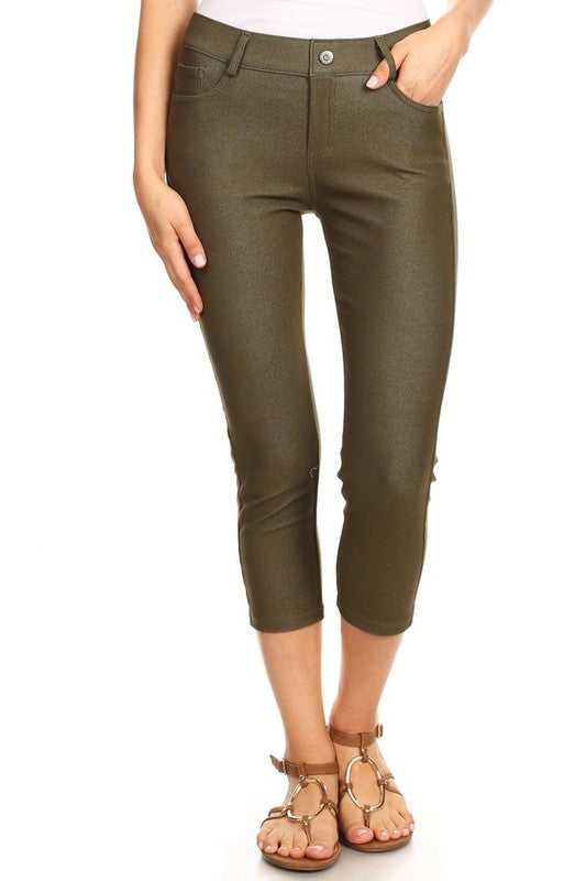 Women's Classic Solid Capri Jeggings