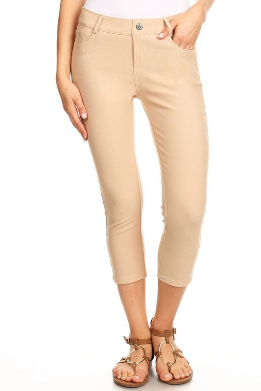 Women's Classic Solid Capri Jeggings