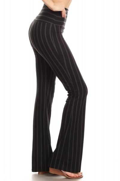 Black/GREY buttery soft tribal print, flare palazzo pants in fitted style with a high banded elastic waist and wide leg