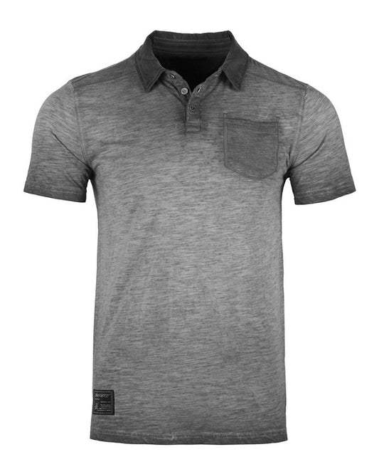 Mens Short Sleeve Oil Wash Henley Pocket Polo