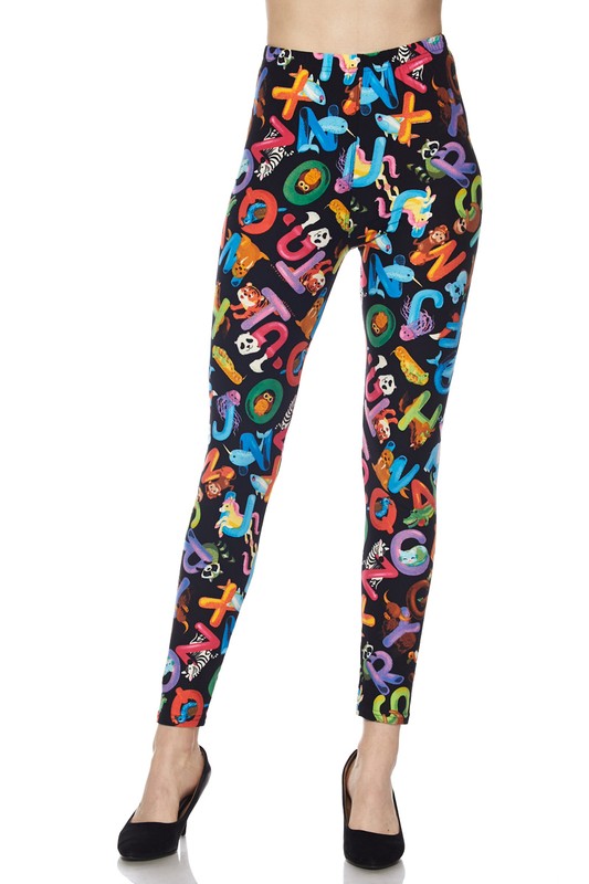 ONE SIZE ALPHABET Print Ankle Leggings