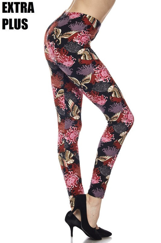 EXTRA PLUS SIZE Oriental Wallpaper PRINTED Ankle Leggings