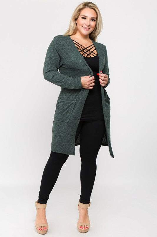 Long Sleeve Knit Wrap Cardigan with Pockets