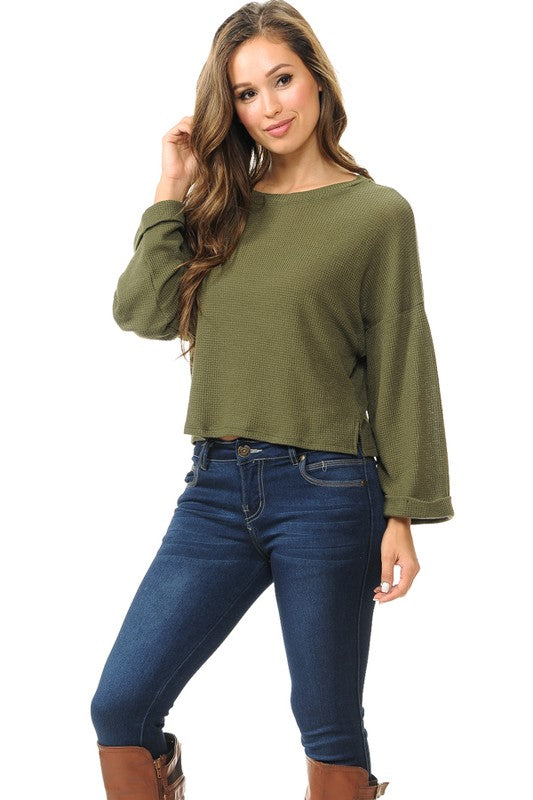 Crop Top with Large Sleeve Cuffs