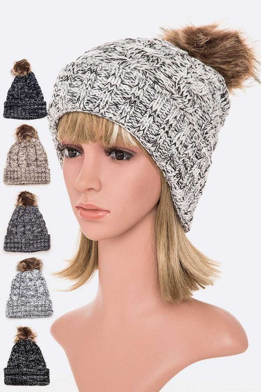 Marl Cable Knit Fashion Beanie