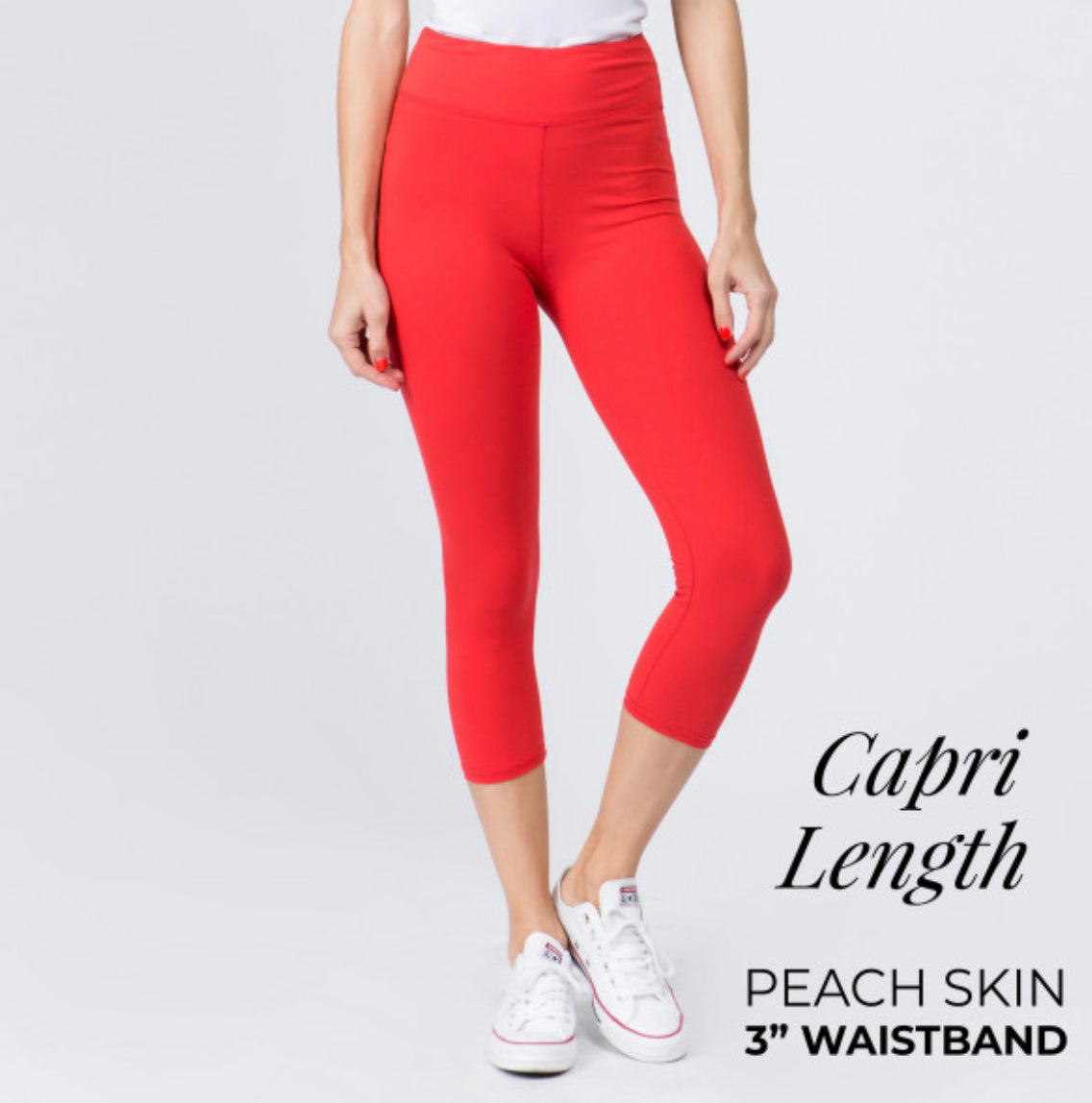 YOGA BAND SOLID COLOR PEACH SKIN Capri LEGGINGS