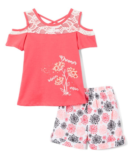 DREAMER BELIEVER WISHER top with shorts 2PC SET