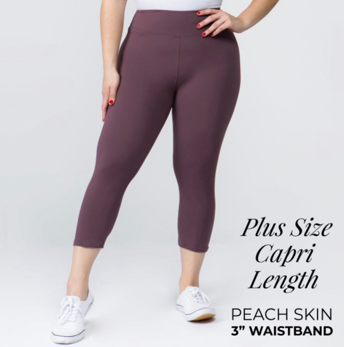 YOGA BAND SOLID COLOR PEACH SKIN Capri LEGGINGS