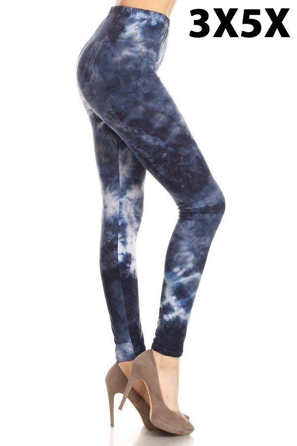 DK BLUE TIE DYE PRINTED BUTTER SOFT Ankle Legging