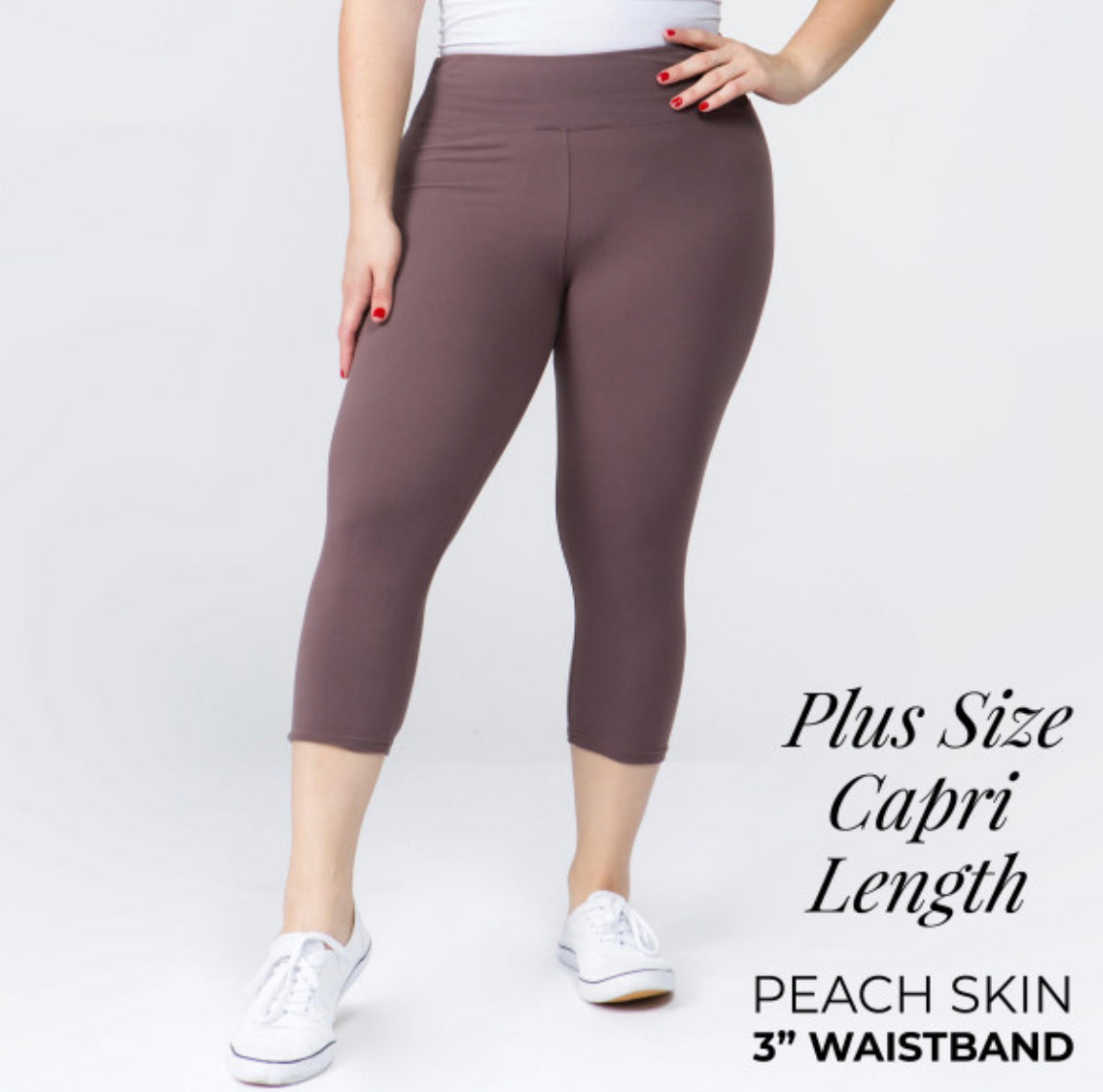 YOGA BAND SOLID COLOR PEACH SKIN Capri LEGGINGS