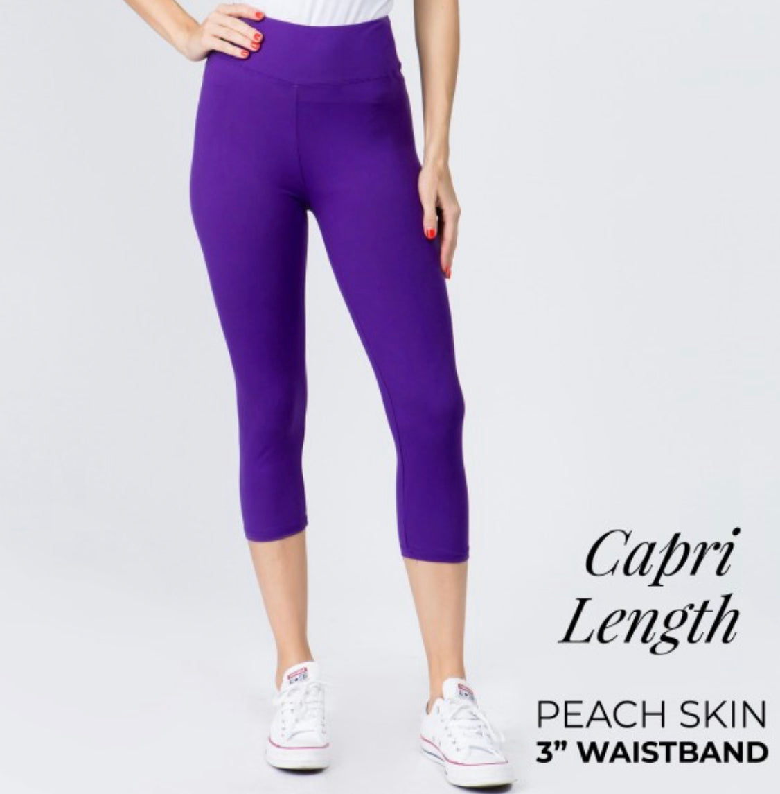 YOGA BAND SOLID COLOR PEACH SKIN Capri LEGGINGS