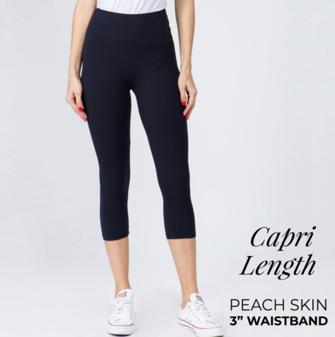 YOGA BAND SOLID COLOR PEACH SKIN Capri LEGGINGS