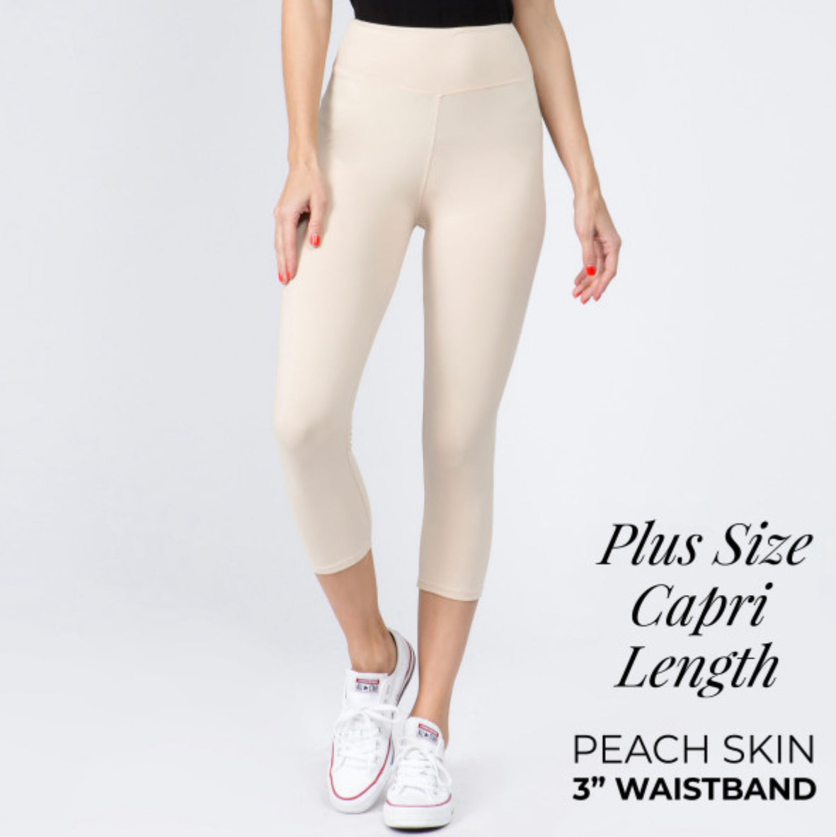 YOGA BAND SOLID COLOR PEACH SKIN Capri LEGGINGS