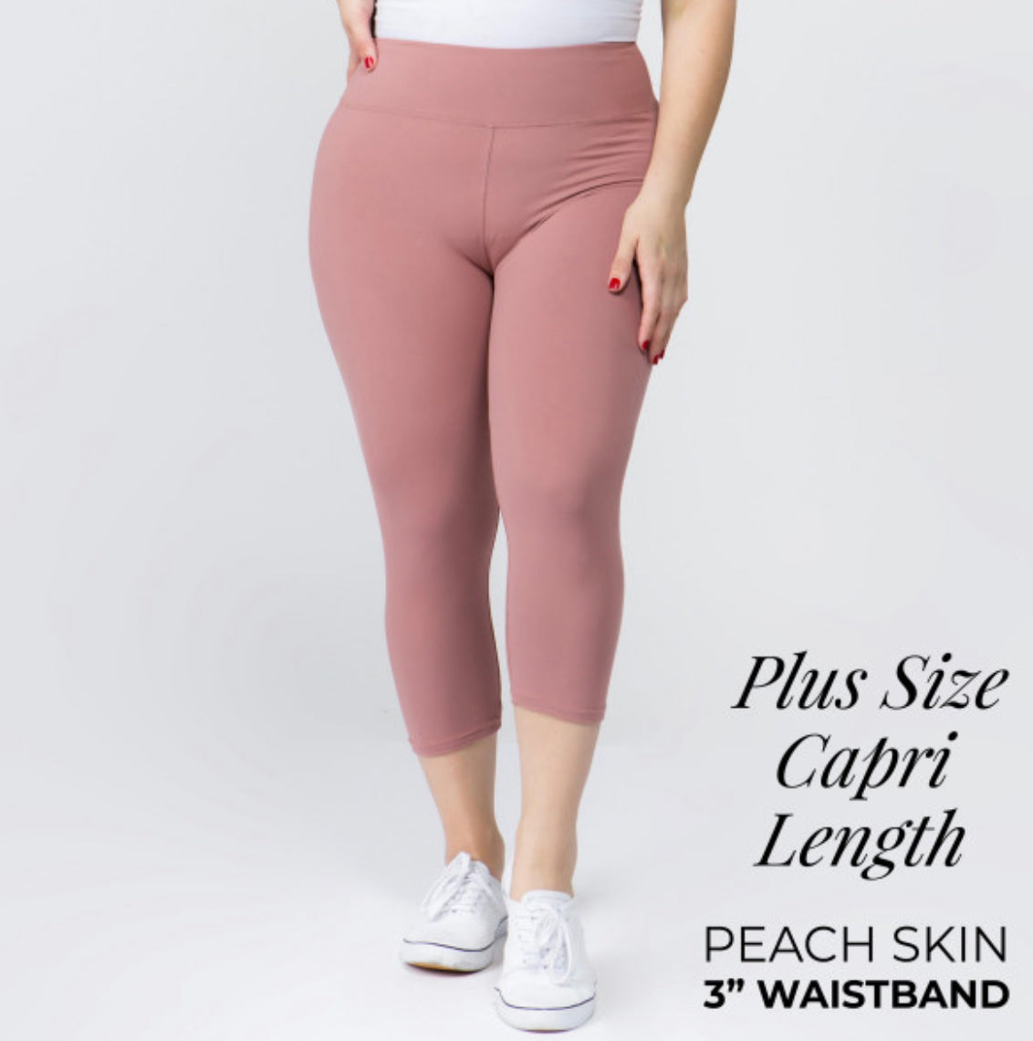 YOGA BAND SOLID COLOR PEACH SKIN Capri LEGGINGS