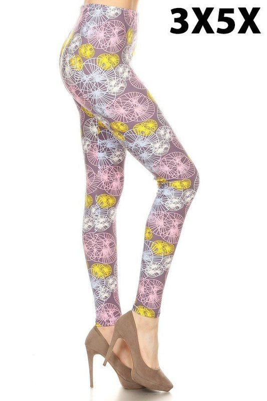 3X5X PINK ABSTRACT EXTRA Plus Size Printed Leggings