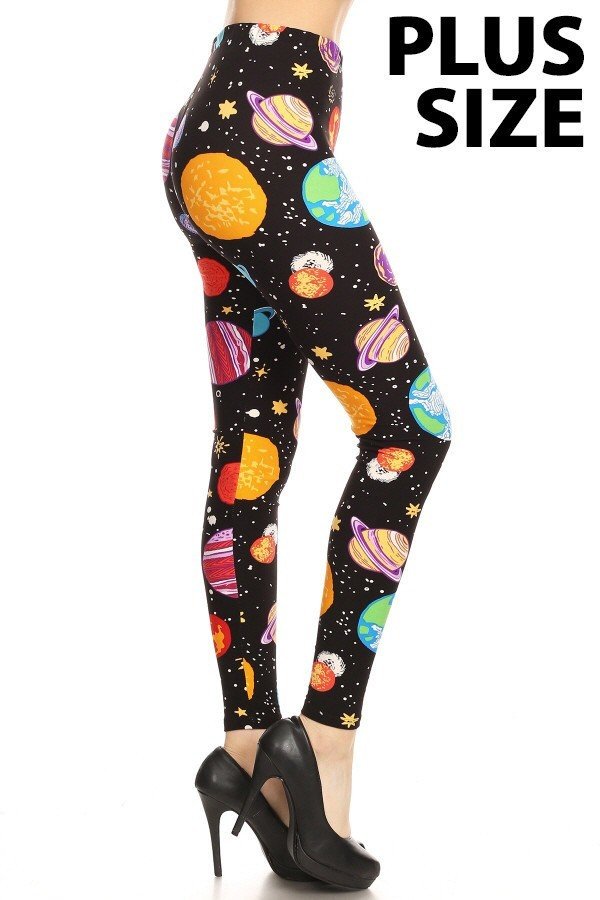 PLANETS Print Ankle PLUS Size Leggings