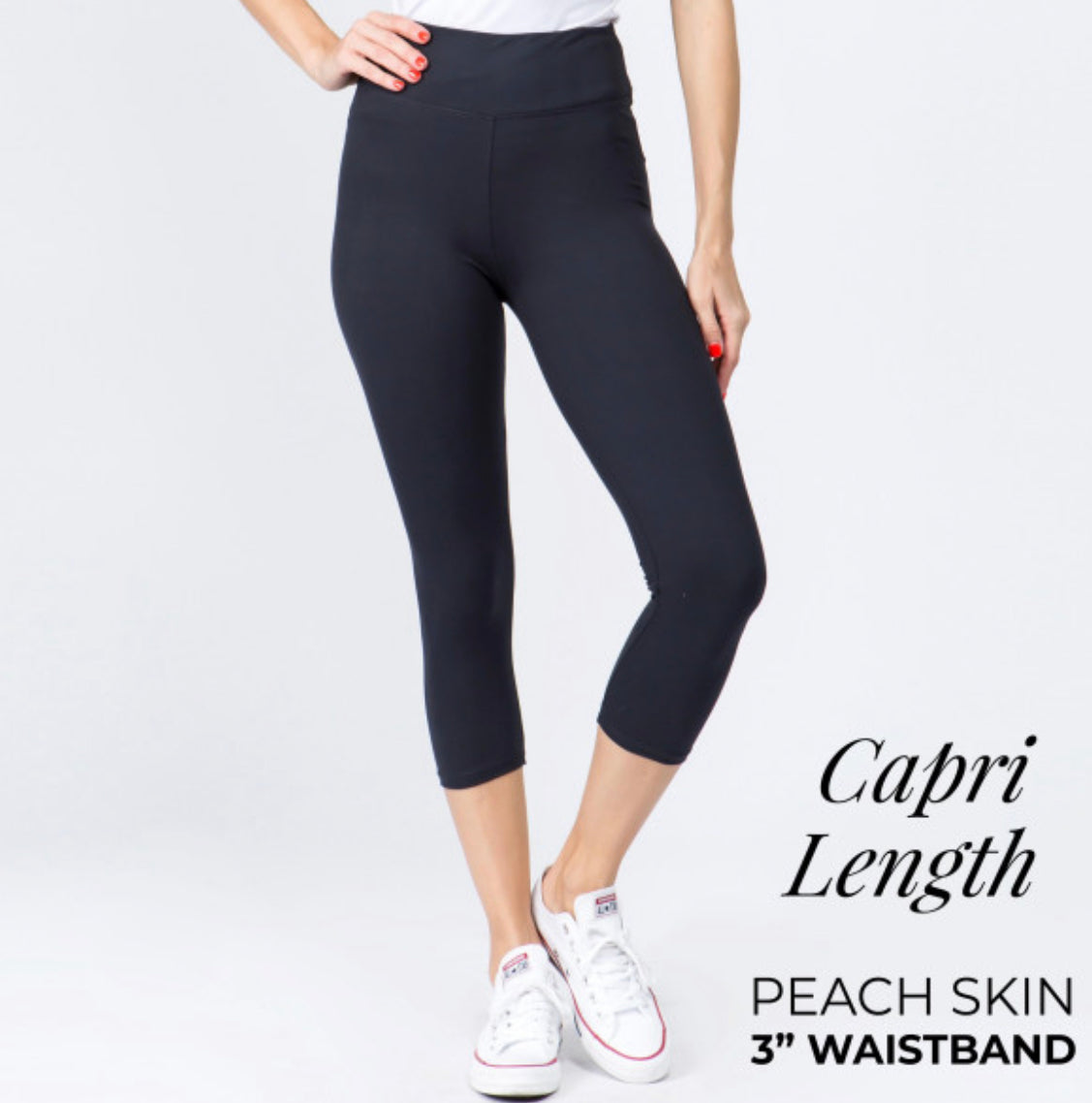 YOGA BAND SOLID COLOR PEACH SKIN Capri LEGGINGS