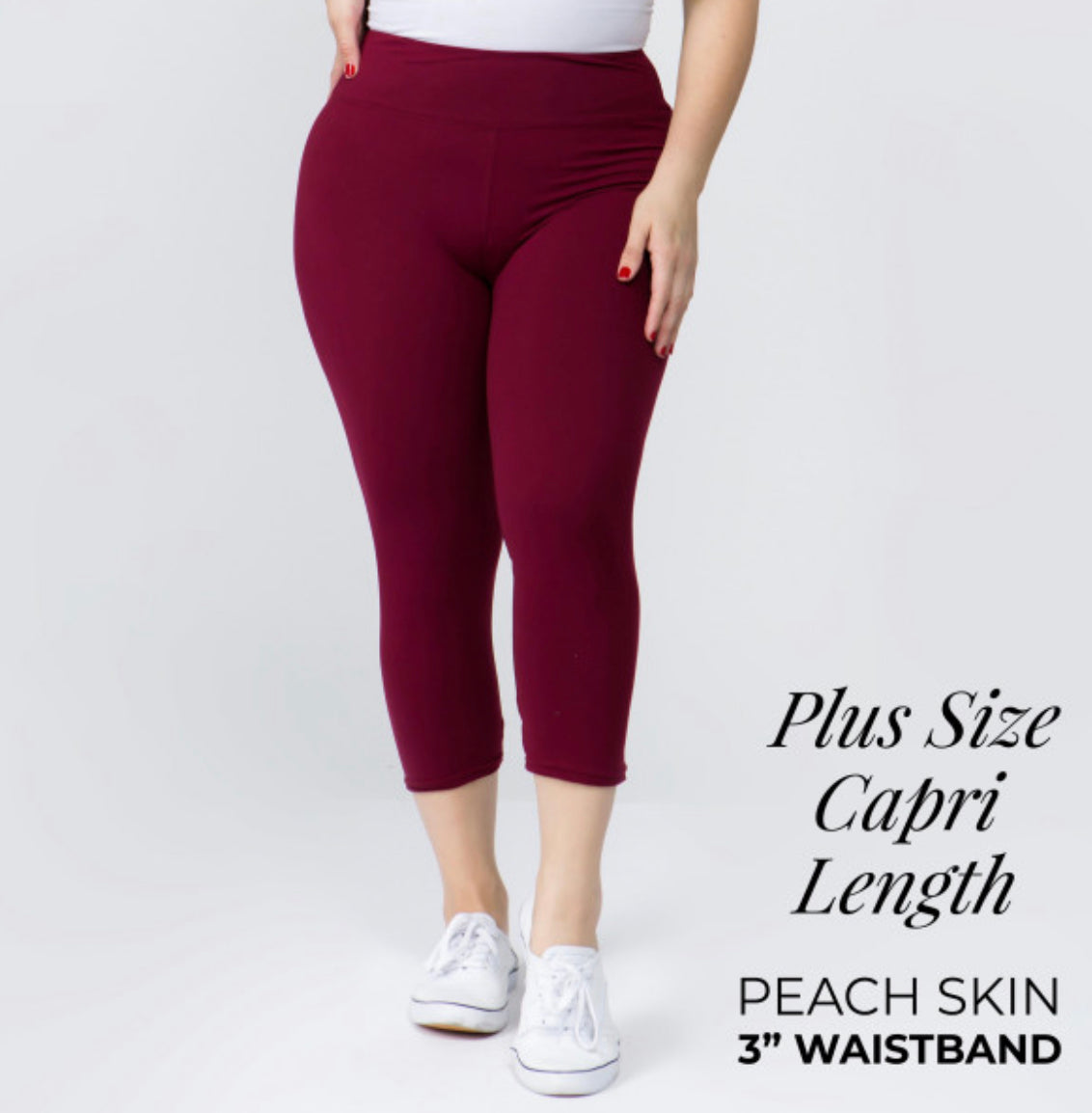 YOGA BAND SOLID COLOR PEACH SKIN Capri LEGGINGS