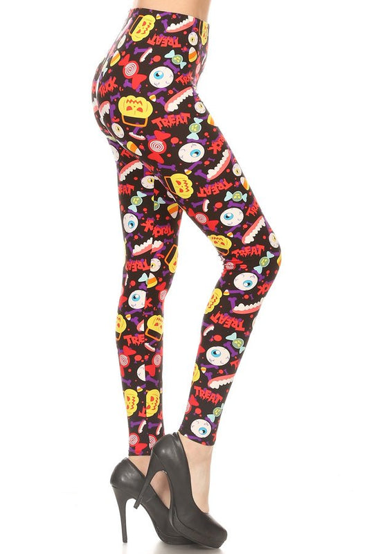 ONE SIZE HALLOWEEN Print Brushed Ankle Leggings