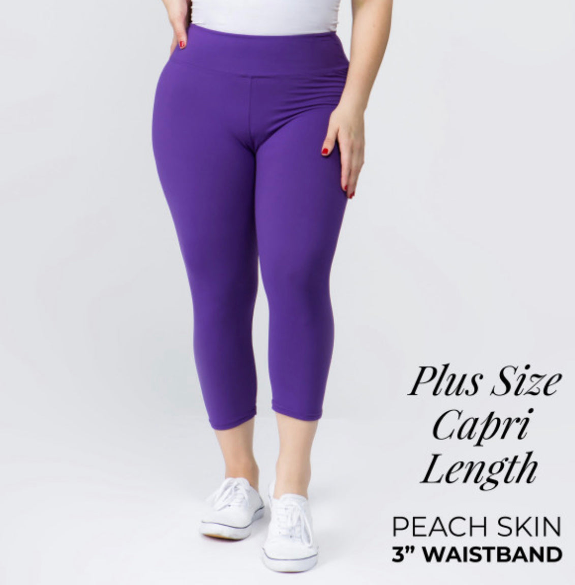 YOGA BAND SOLID COLOR PEACH SKIN Capri LEGGINGS