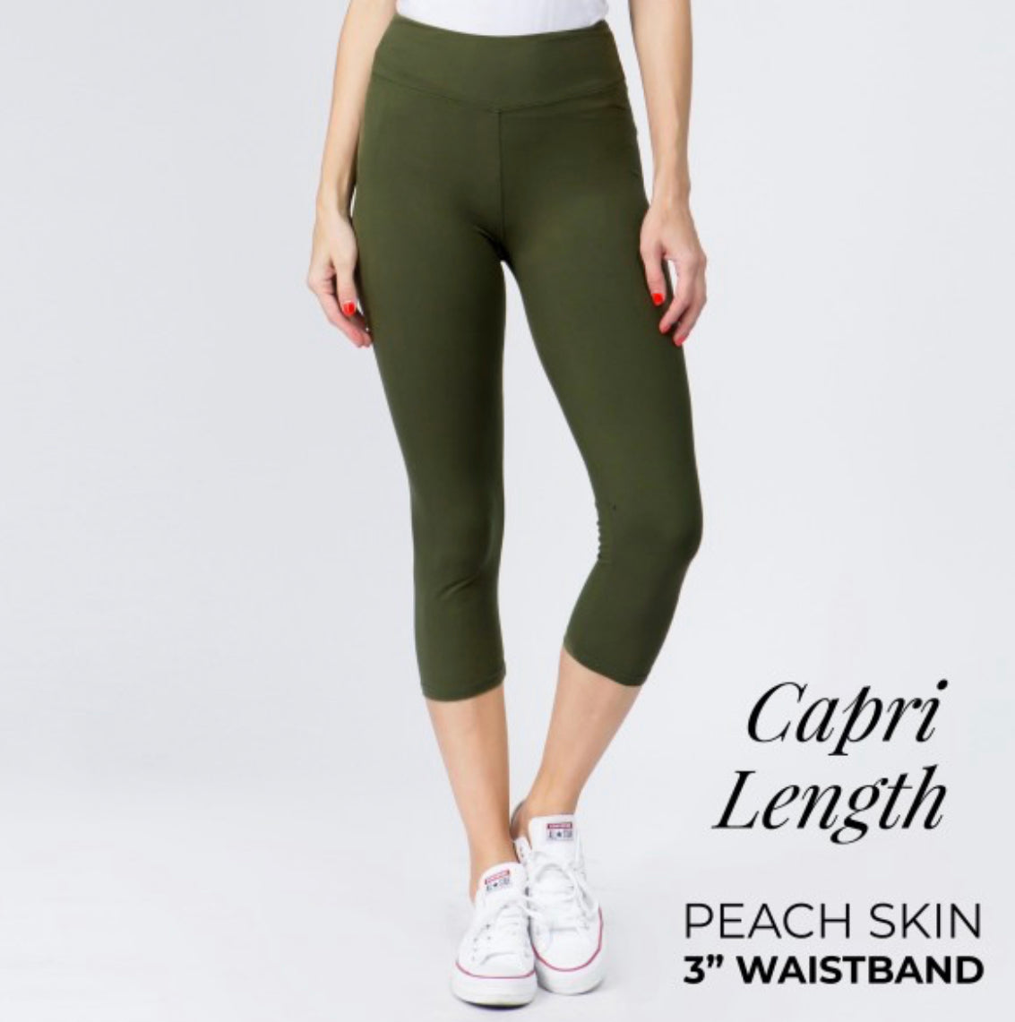 YOGA BAND SOLID COLOR PEACH SKIN Capri LEGGINGS