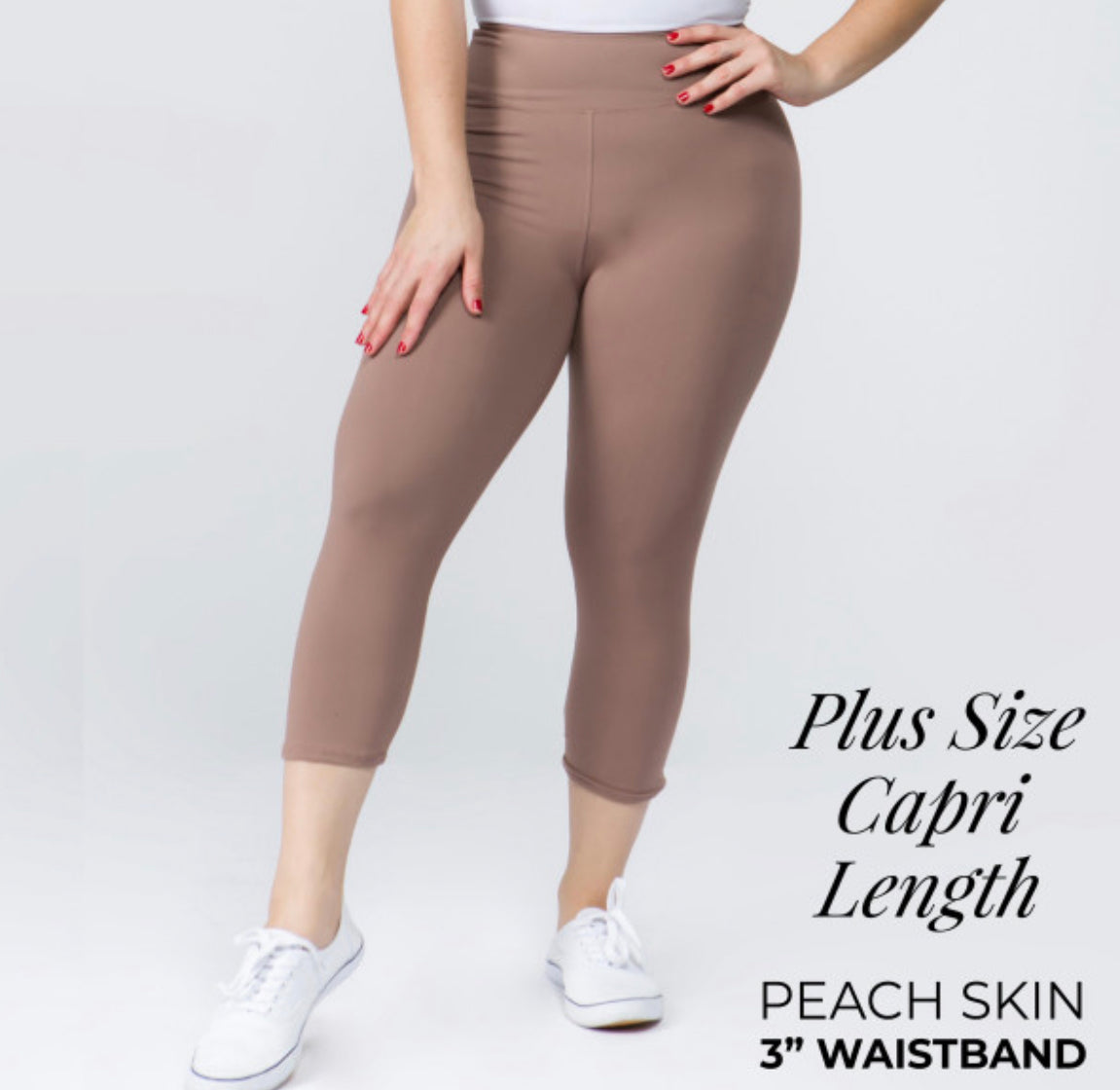 YOGA BAND SOLID COLOR PEACH SKIN Capri LEGGINGS