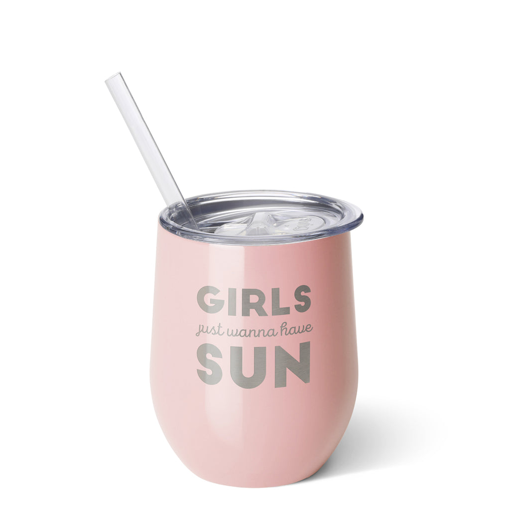 GIRLS JUST WANNA HAVE SUN 12oz Stemless Wine Cup