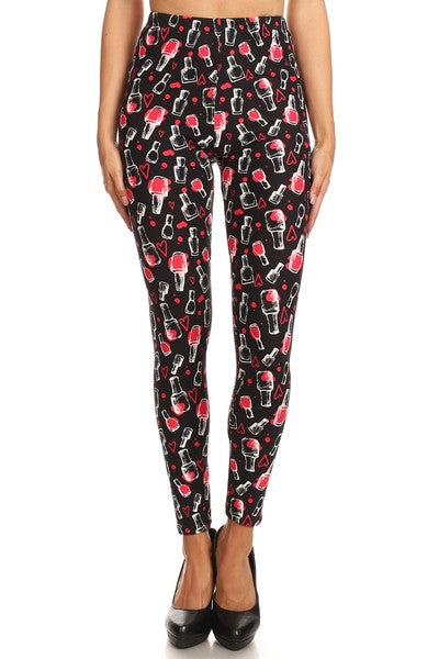 NAIL POLISH Print Brushed Ankle ONE SIZE Leggings