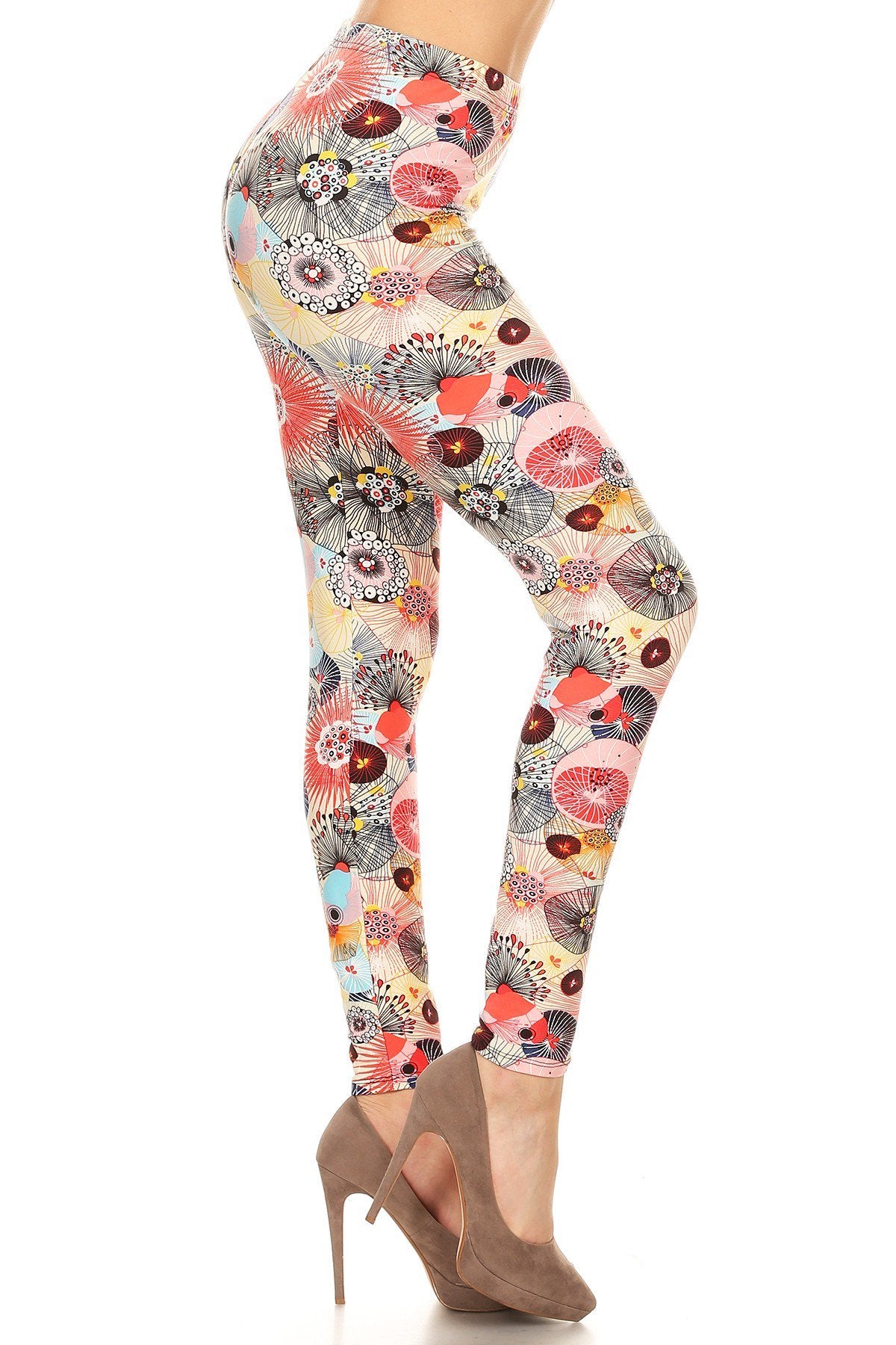 Red Yellow Printed One Size Leggings