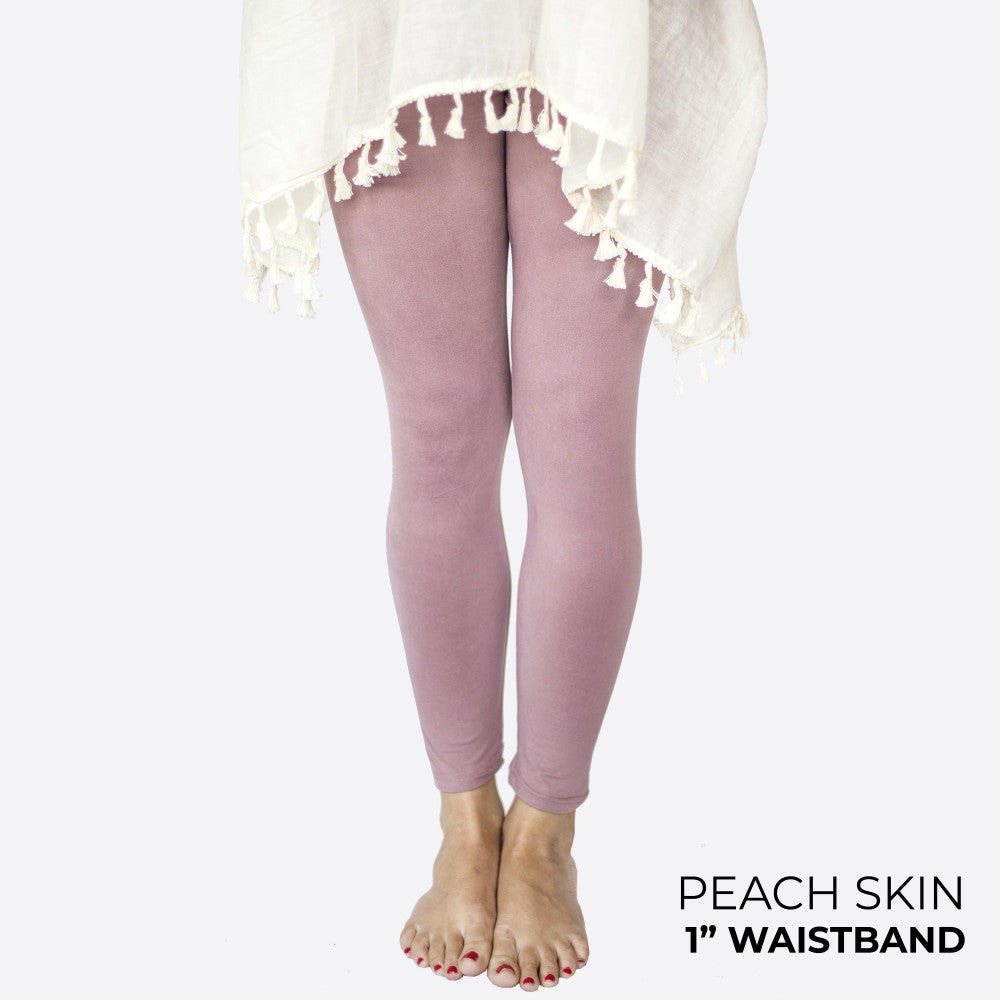 PLUS Mauve Peach Skin 1" Waist Band Soft Brush Leggings