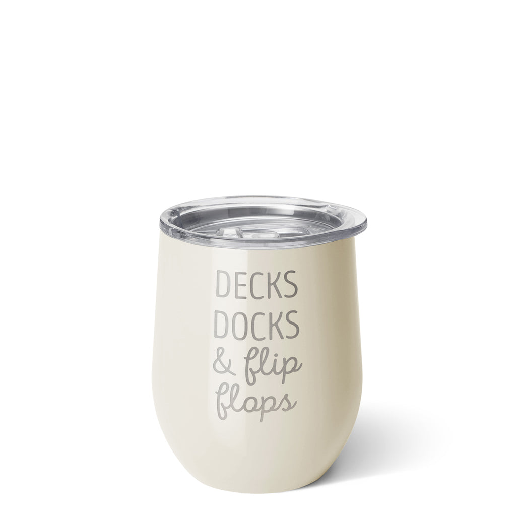 Decks, Docks, and Flip Flops 14oz Stemless Wine Cup