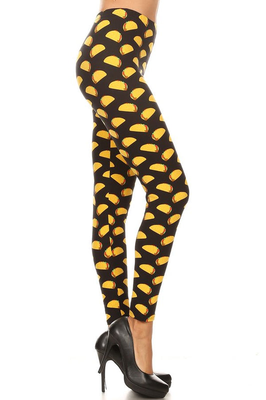 Taco Print Brushed Ankle Leggings