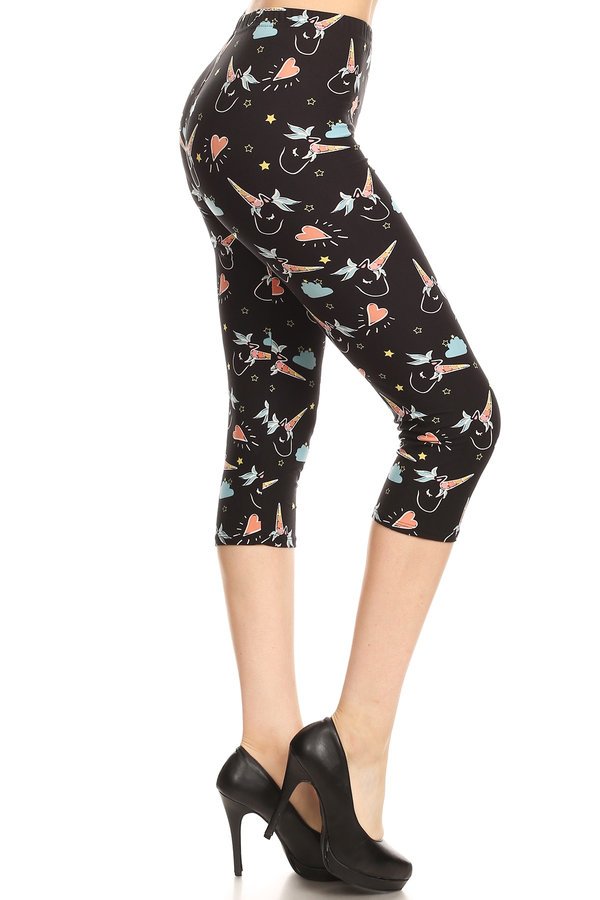 CAPRI Unicorn Print Brushed Ankle Leggings