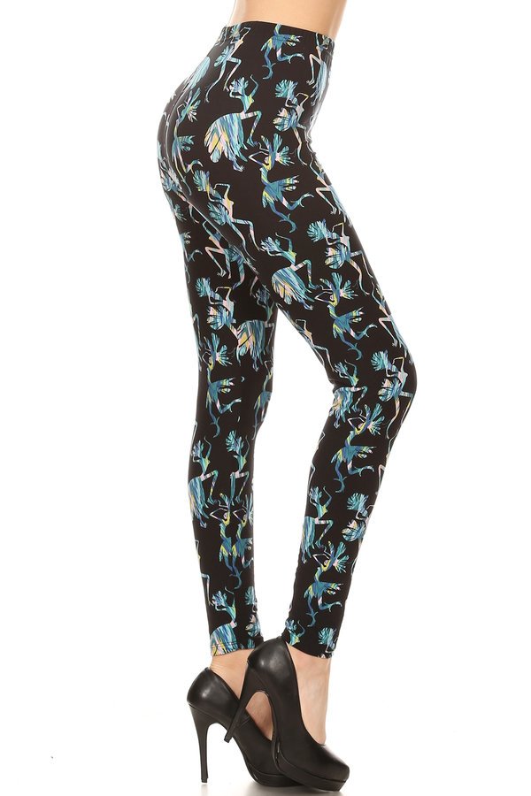 Multi Color Dancer Print Brushed Ankle Leggings