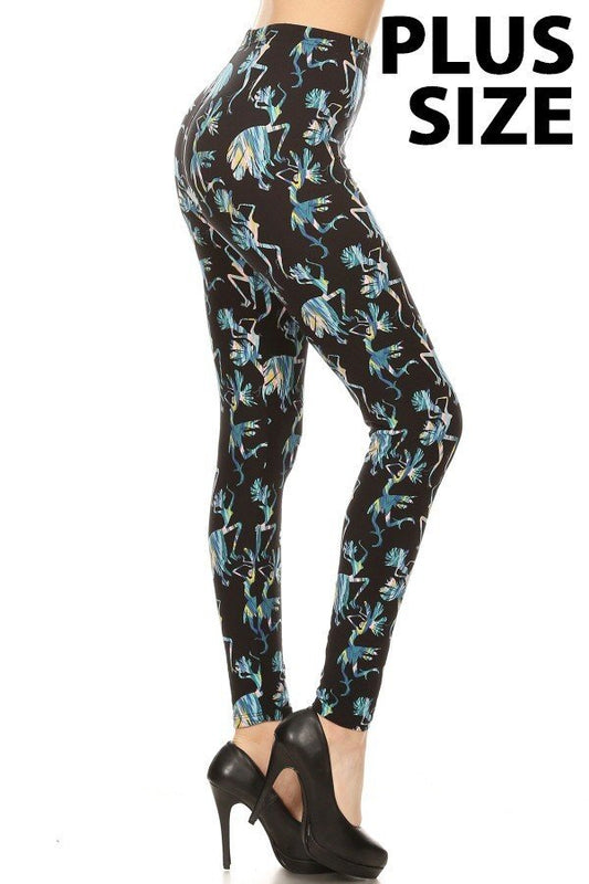 PLUS Multi Color Dancer Print Brushed Ankle Leggings