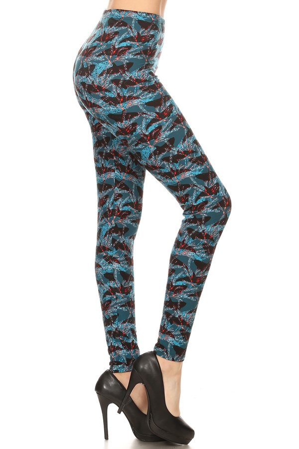 BLUE WHALE Print Brushed Ankle ONE SIZE Leggings