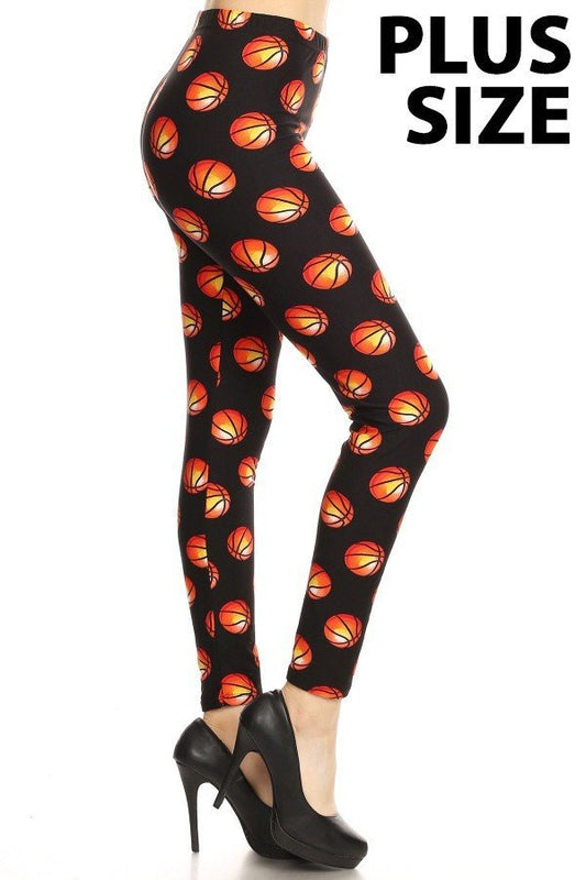 BASKETBALL Printed PLUS Size Leggings