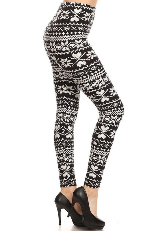 FAIR ISLE Print Brushed Ankle ONE SIZE Leggings