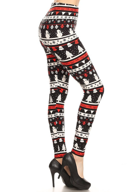 WHITE/RED TREE Print Brushed BUTTER SOFT ONE SIZE Leggings