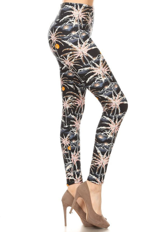 Palm tree ONE SIZE Print Leggings