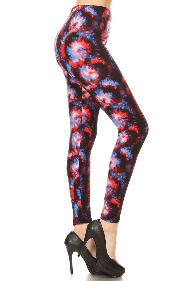 RED/BLUE TIE DYE Print ONE SIZE Leggings