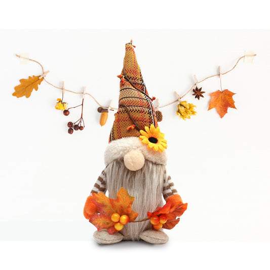 Fall Harvest Gnome Handmade Sunflower Autumn Halloween Decor Plush Felt