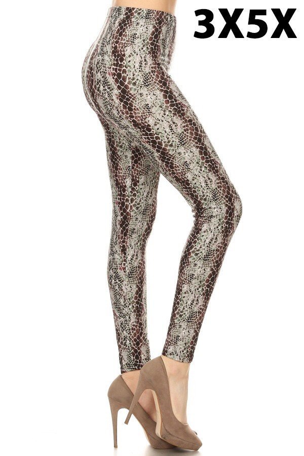 3X5X EXTRA PLUS SNAKESKIN BUTTERCREAM SOFT LEGGINGS