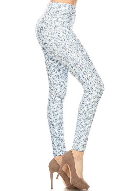 BLUE MULTI PRINT Brushed Ankle ONE SIZE Leggings